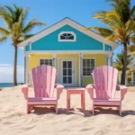 Colorful beach house on the sand
