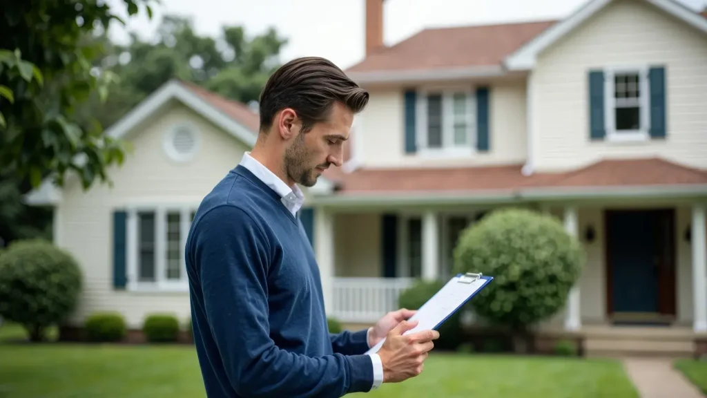 Appraiser Evaluating Property Value with Clipboard in Hand