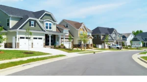 Street of suburban homes