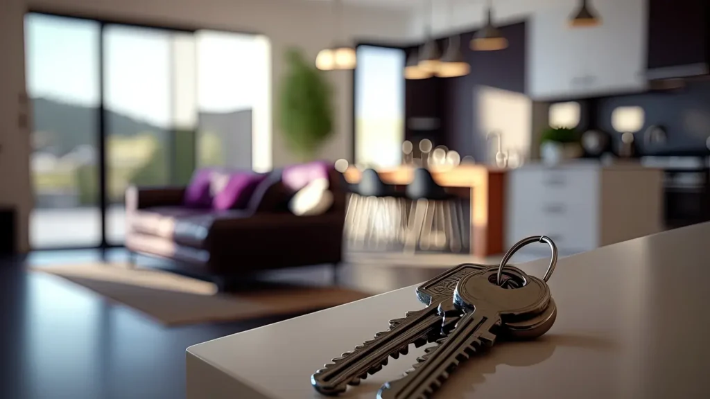 Keys on the table in new apartment