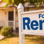 The For Rent Sign in Front of a Sunlit Suburban Home