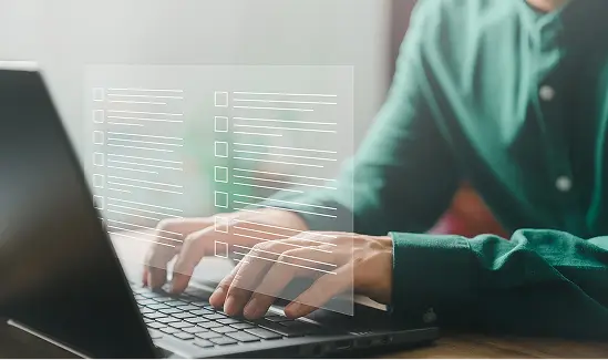 a person fills out an online application