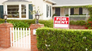 House with For Rent sign